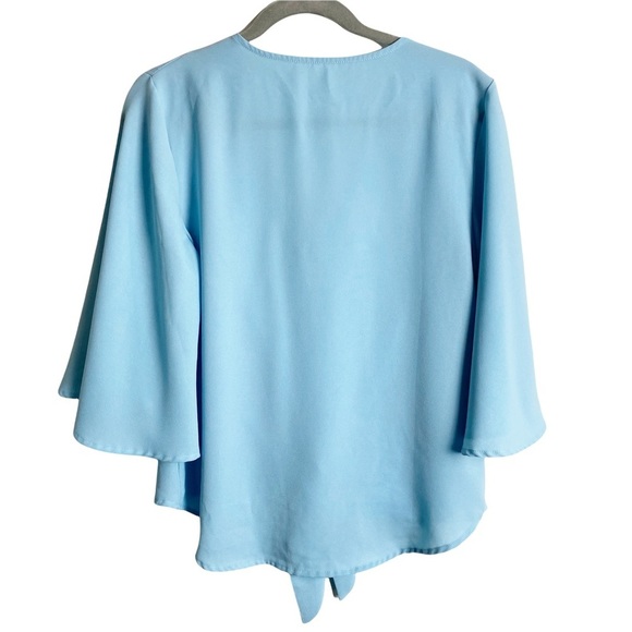 Luvamia - Light Blue Tie Front Blouse with Butterfly Sleeves - Sz. L‎ - Picture 3 of 7